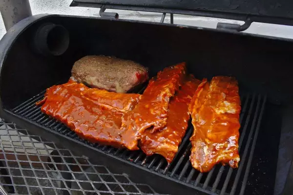 grilling on an offset smoker